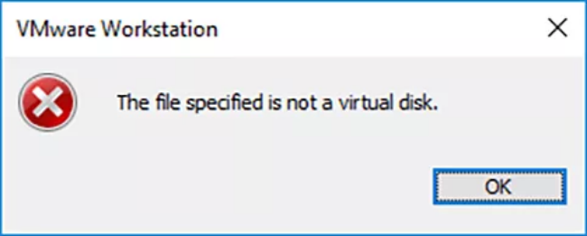 지정된 파일은 가상 디스크가 아닙니다.