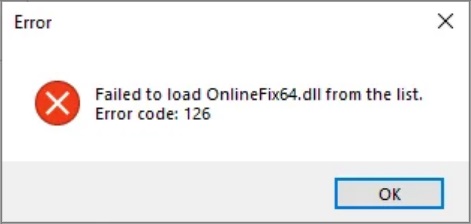 Onlinefix64.dll 오류 코드 126