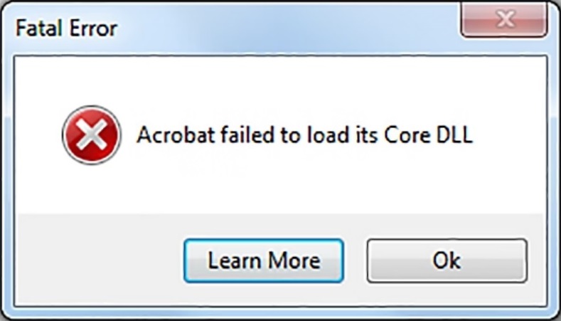 Acrobat이 Core DLL을 로드할 수 없습니다.