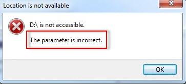 parameter is incorrect